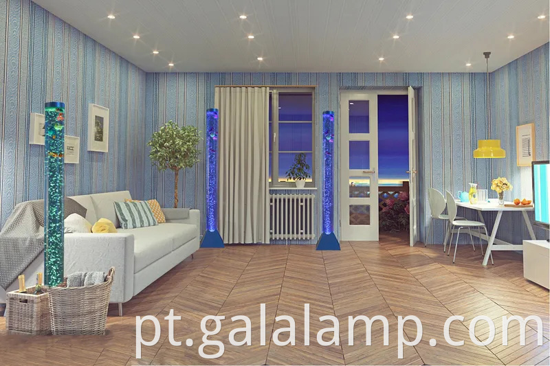 Aquário vibrante de bolha de fantasia LED com peixes coloridos e efeitos de luz